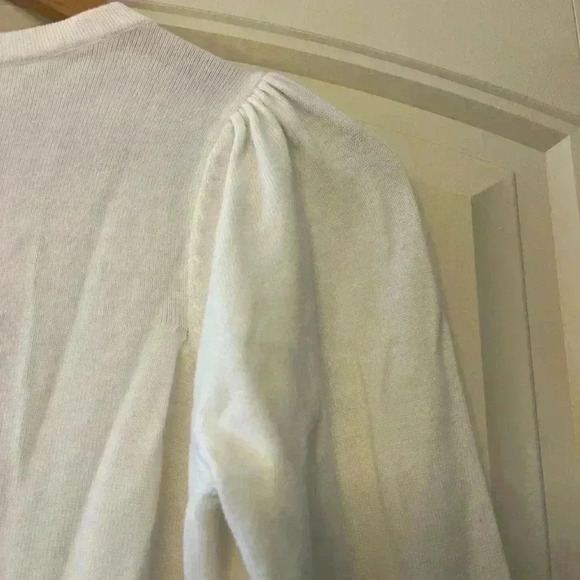 CHARTER CLUB Women's Petite Small White Gold sequined Embellished Sweater - Picture 8 of 9